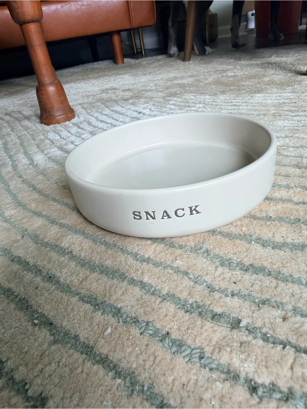 Boots & Barkley Cream Ceramic Dog Bowl with 'SNACK' Lettering